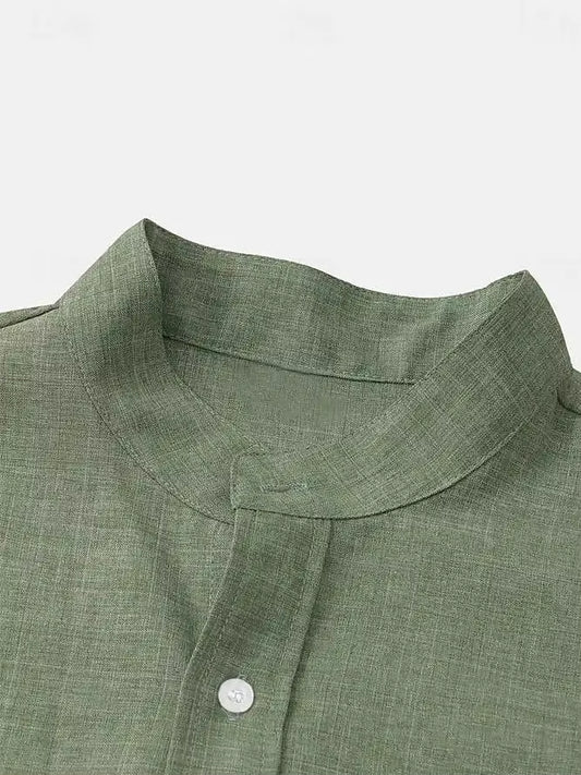 PexFord - Men's short-sleeved shirt, 100% cotton and linen, oversized style.
