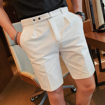 4 Color Summer British Style Suit Shorts 2023 Men Naples Business Casual Slim Fit Short Pant Fashion Slim Fit Solid Color Pants