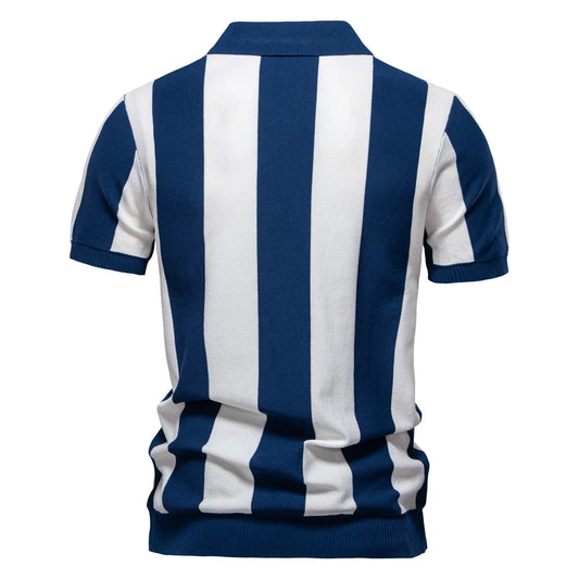 PexFord - Men's Polo Shirt with Contrasting Striped Panel.
