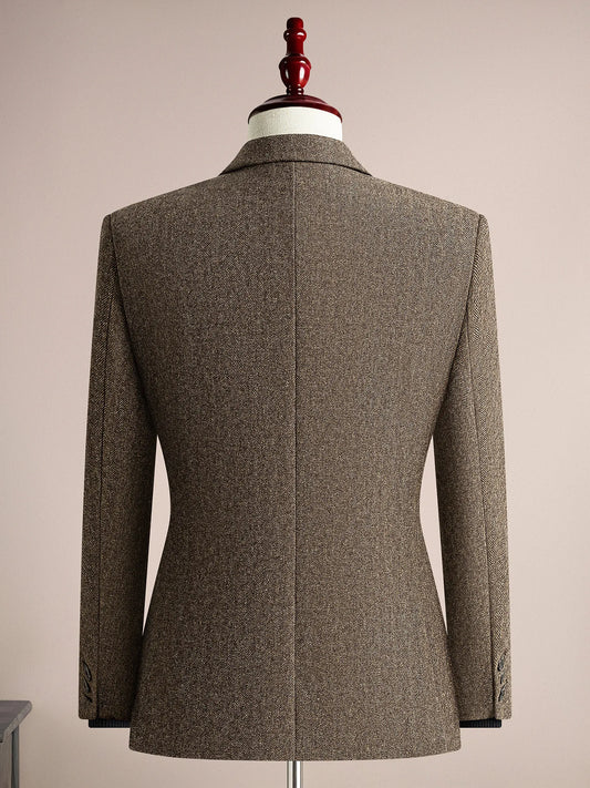 Autumn Winter Thicken Warm 50% Woolen Men Suit Jacket Retro Style Fashion Business Slim Fit Casual Wedding Groom Coats Tailcoat