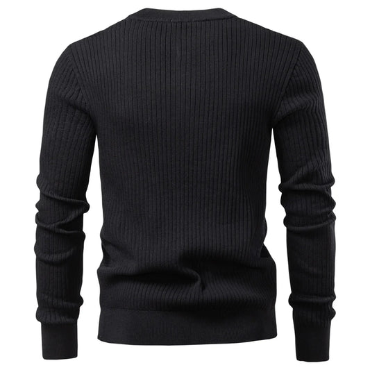 PexFord - Men's long-sleeved T-shirt with ribbed Henry collar.