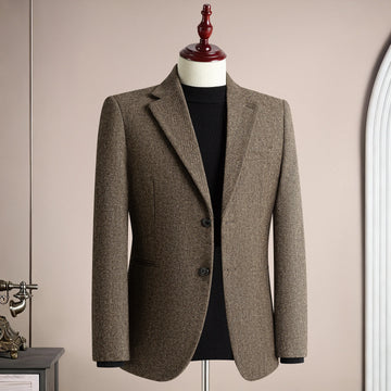 Autumn Winter Thicken Warm 50% Woolen Men Suit Jacket Retro Style Fashion Business Slim Fit Casual Wedding Groom Coats Tailcoat