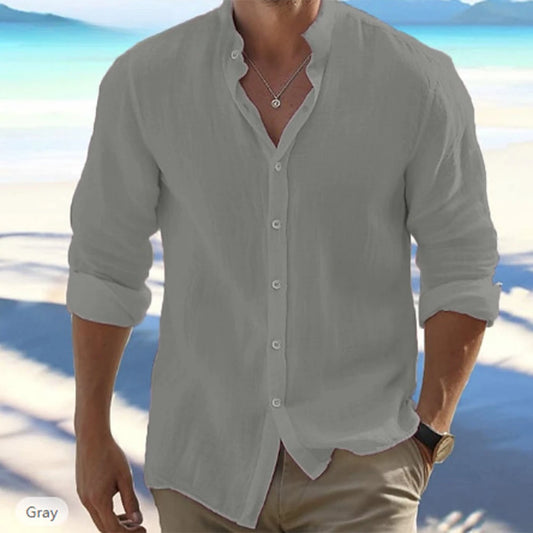 PexFord - Men's long-sleeved shirts in cotton and linen, plus sizes.