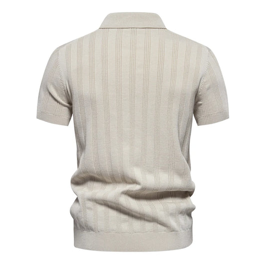 PexFord - Men's Ribbed Knit Polo Shirt.