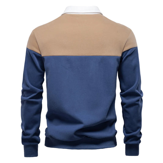 PexFord - Men's sweatshirt in premium cotton, with color blocking, long sleeves.