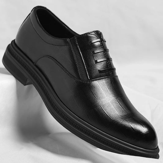 PexFord - Leather shoes, pointed toe, with laces, slip-resistant.